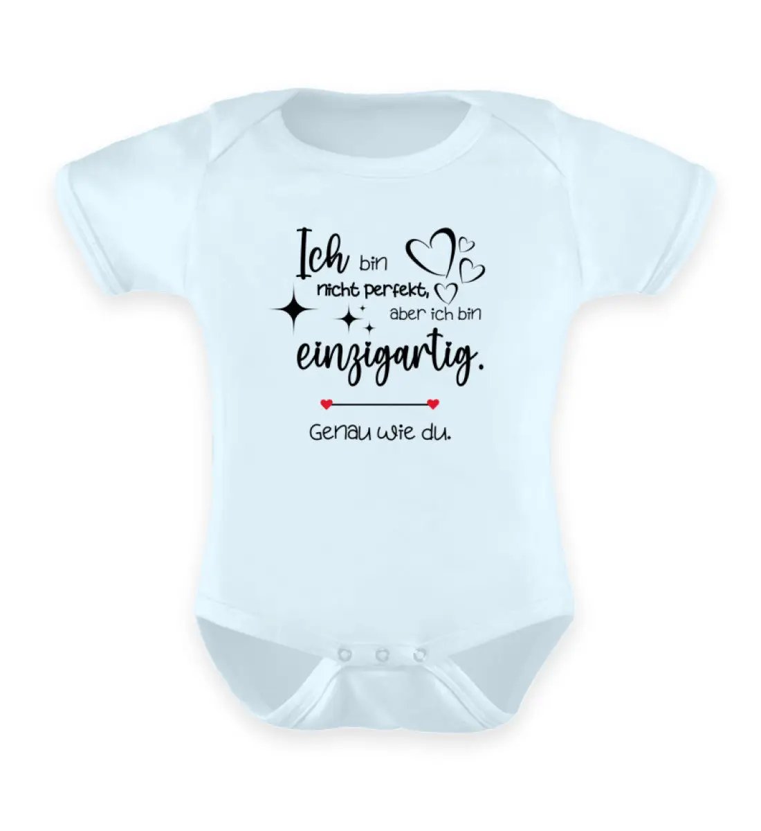 Baby Blau-Baby Body mit Spruch: Ich bin nicht perfekt...