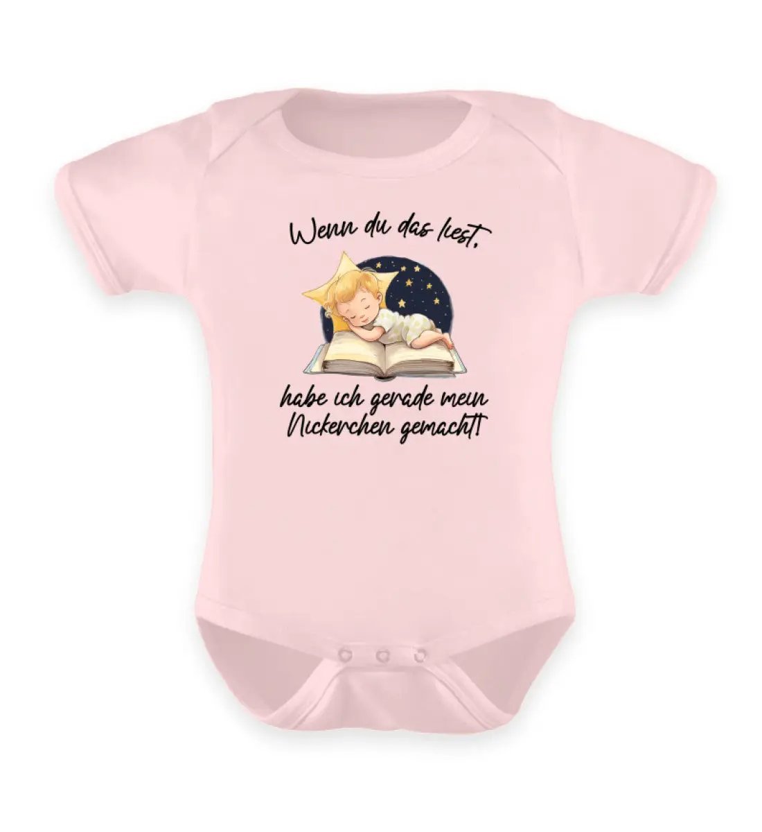 Puder Rosa-baby body schwarz mit lustigem Spruch wenn du das liest habe ich gerade mein Nickerchen gemacht