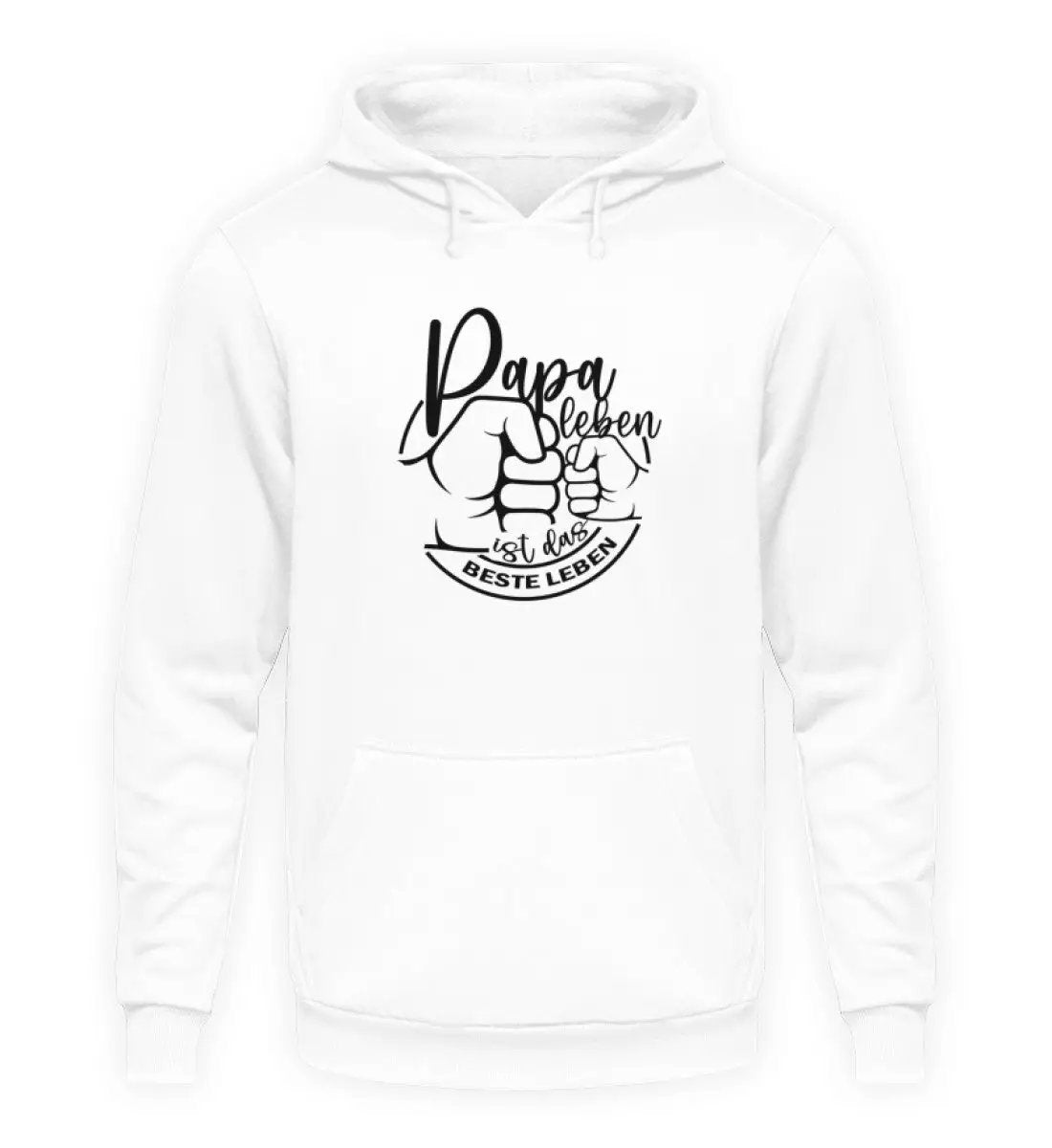 Arktikweiß-Hoodie mit Spruch Papa leben beste Leben