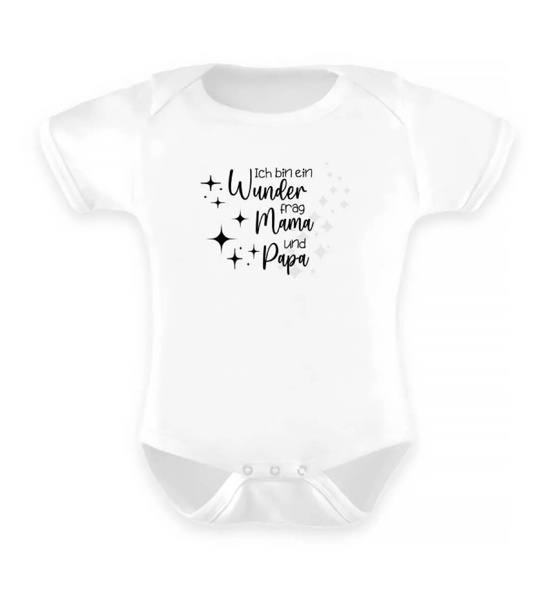 Lustiger Baby Body in weiss. Charme und Komfort mit dem Ich bin ich ein wunder Spruch!