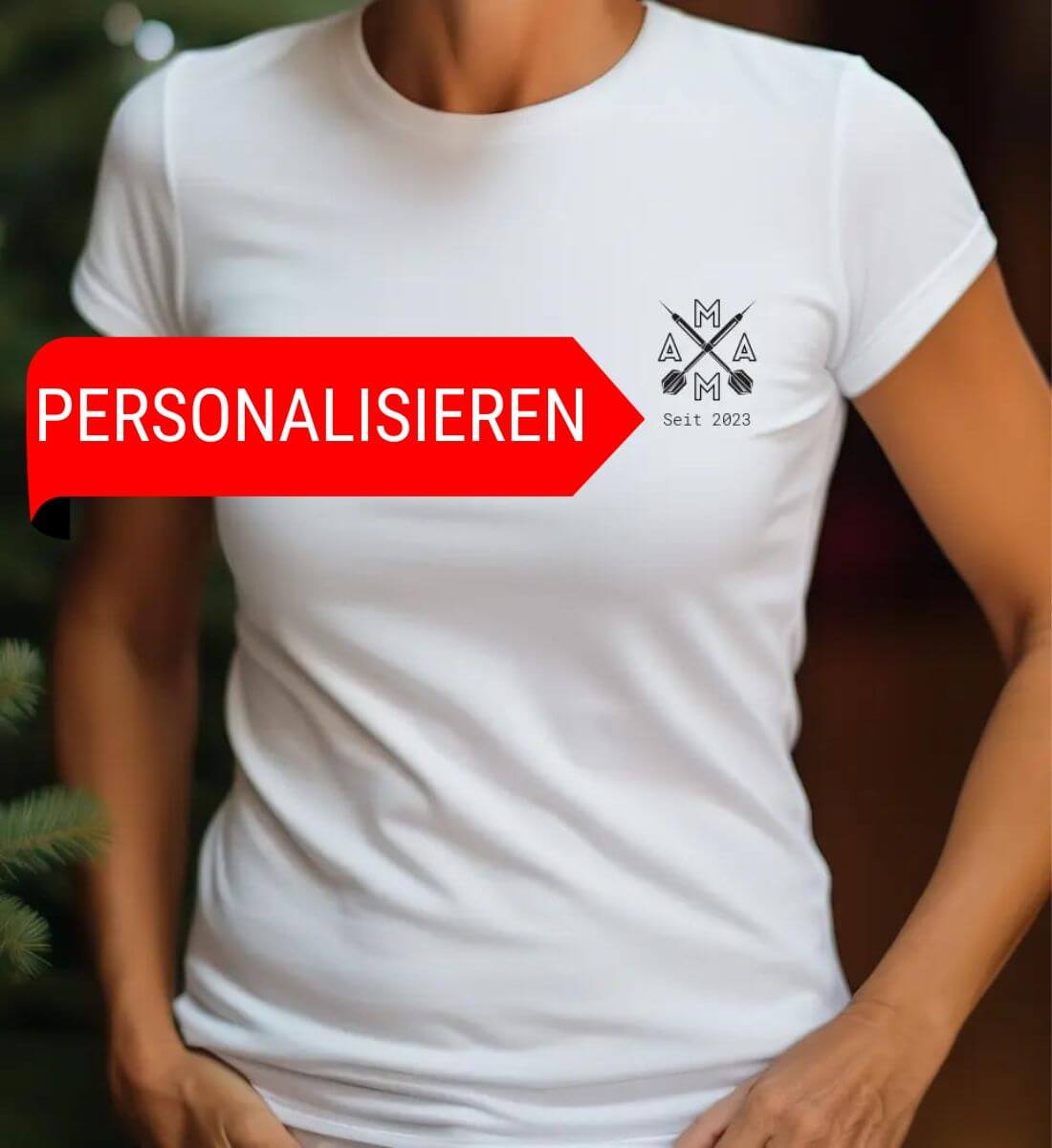 weisses t-shirt Personalisierte Mama Monogram Dart Edition T-Shirt Feminin