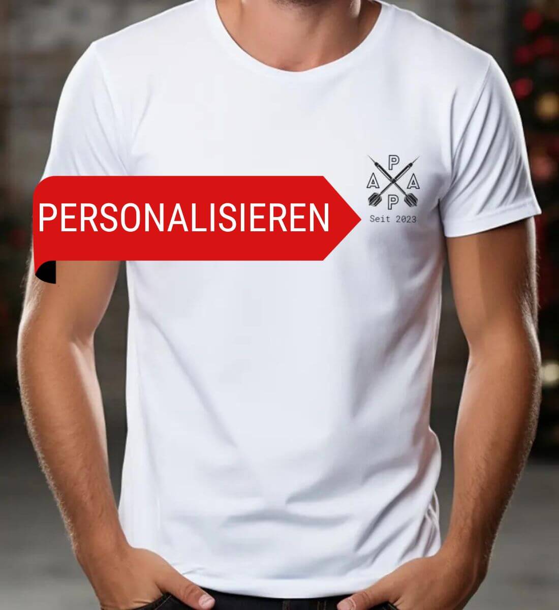 weisses t-shirt papa monogram dart edition personalisieren mit wunsch text