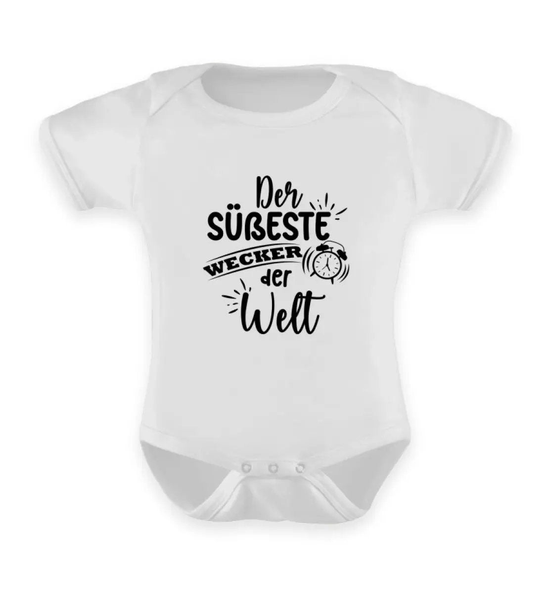 Heather Grey Farbiger Baby Body mit dem Spruch Der süßeste Wecker der Welt - UnserGoldschatz.de